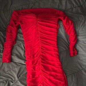 Elegant Red Off-Shoulder Dress